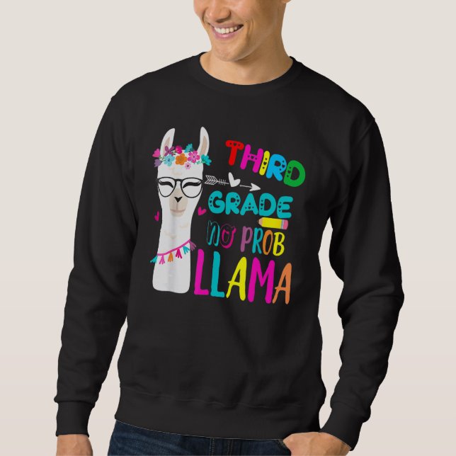 Third Team 3rd Grade Teacher Rainbow No Prob Llama Sweatshirt (Vorderseite)