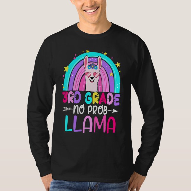 Third Team 3rd Grade Teacher Rainbow No Prob Llama T-Shirt (Vorderseite)