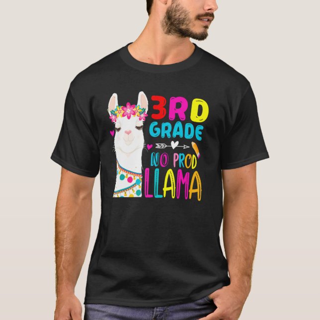 Third Team 3rd Grade Teacher Rainbow No Prob Llama T-Shirt (Vorderseite)