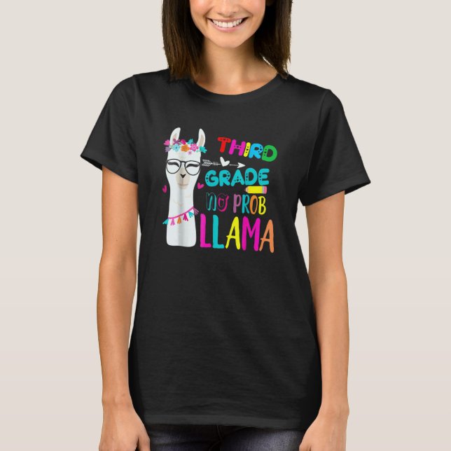 Third Team 3rd Grade Teacher Rainbow No Prob Llama T-Shirt (Vorderseite)