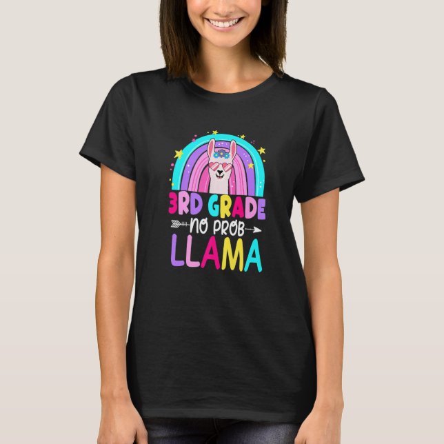 Third Team 3rd Grade Teacher Rainbow No Prob Llama T-Shirt (Vorderseite)
