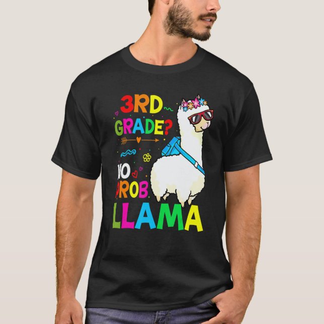 Third Team 3rd Grade Teacher Rainbow No Prob Llama T-Shirt (Vorderseite)