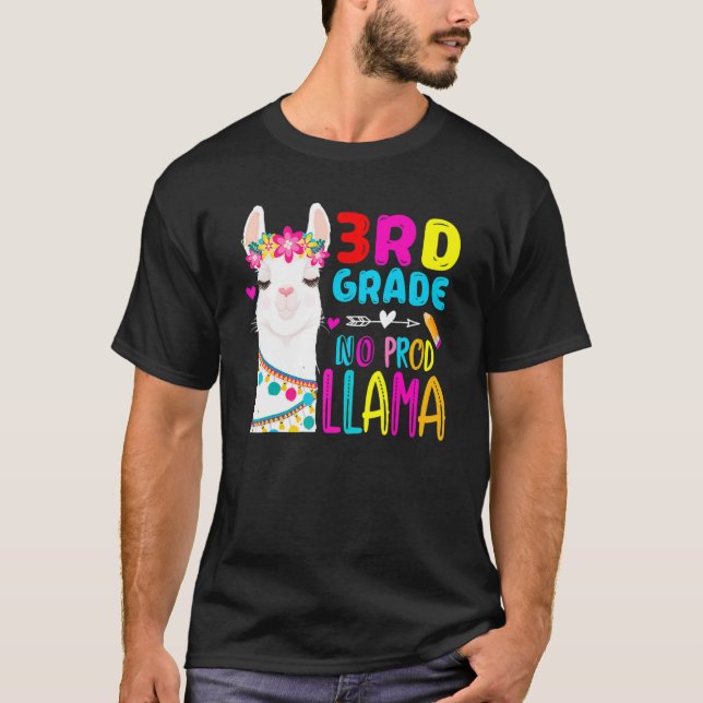 Third Team 3rd Grade Teacher Rainbow No Prob Llama T-Shirt (Vorderseite)