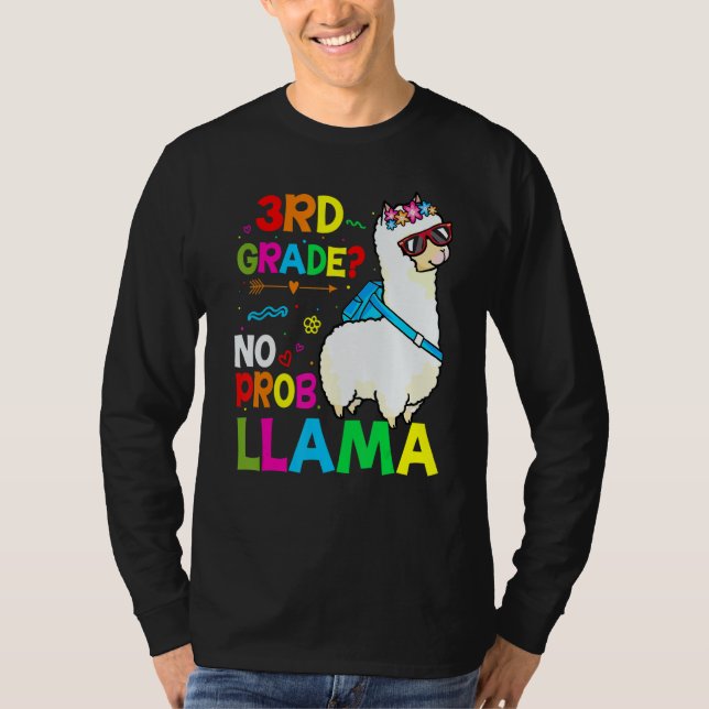 Third Team 3rd Grade Teacher Rainbow No Prob Llama T-Shirt (Vorderseite)