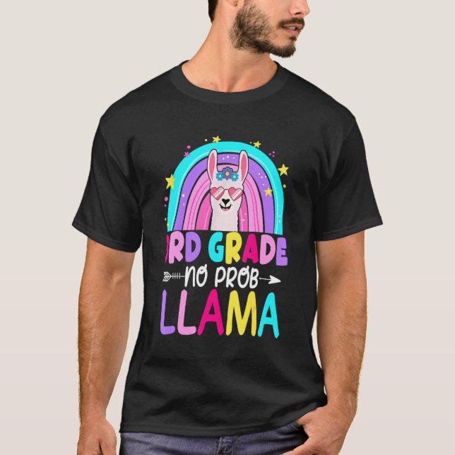 Third Team 3rd Grade Teacher Rainbow No Prob Llama T-Shirt (Vorderseite)
