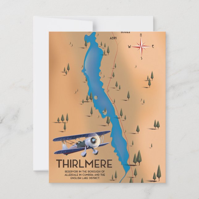 Thirlmere Reservoir Lake District Karte (Vorderseite)