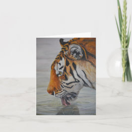 "Thirsty" Tiger Art Reproduction Note Card Karte