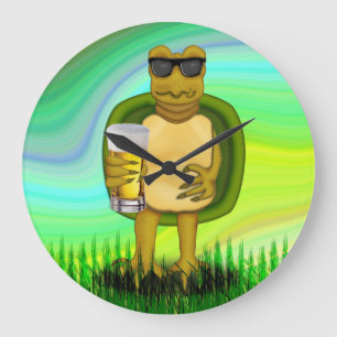 Thirsty Turtle Große Wanduhr