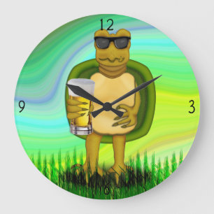 Thirsty Turtle Large Clock Große Wanduhr