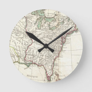 Thirteen Colonies Vintage Map (1776) Runde Wanduhr