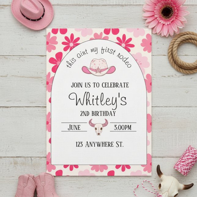this aint my first rodeo. 2nd birthday invitation einladung (Von Creator hochgeladen)