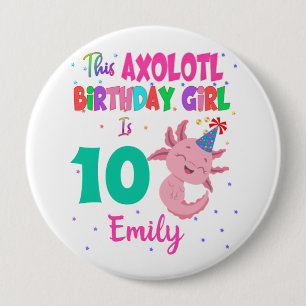 This Axolotl Girl is Amphibian Salamander  Button
