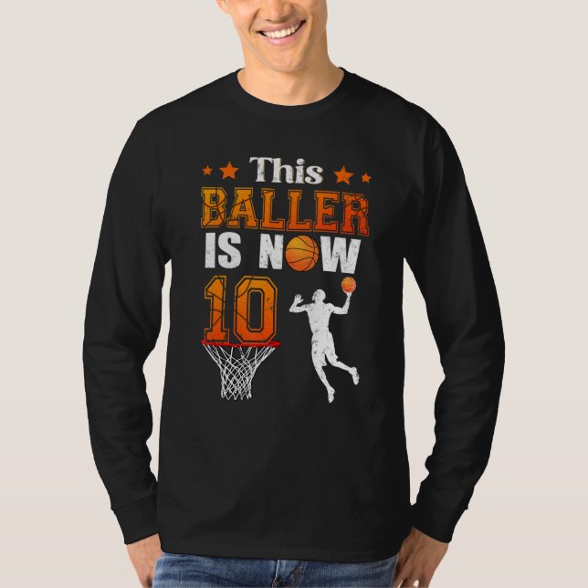 This Baller Is Now 10 Birthday Basketball Theme Bd T-Shirt (Vorderseite)