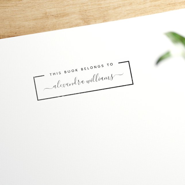 This Book Belongs To | Modern Name Bookplate Permastempel (Von Creator hochgeladen)