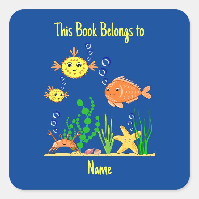 This Book Belongs To.. Square Stickers personalize (Vorderseite)