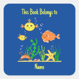 This Book Belongs To.. Square Stickers personalize