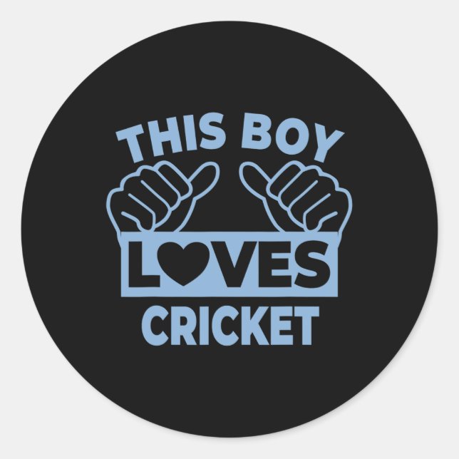This Boy Loves Cricket - Cricket Player  Runder Aufkleber (Vorderseite)