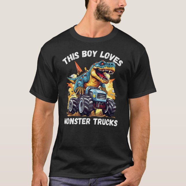 This Boy Loves Monster Trucks - Dinosaur Monster T T-Shirt (Vorderseite)