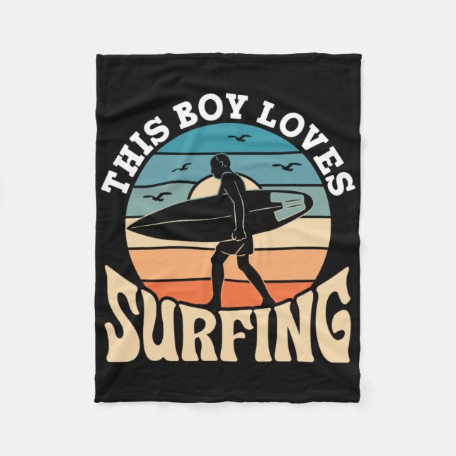 This Boy Loves Surfing Surf Surfer Surfboard Surfi Fleecedecke (Vorderseite)