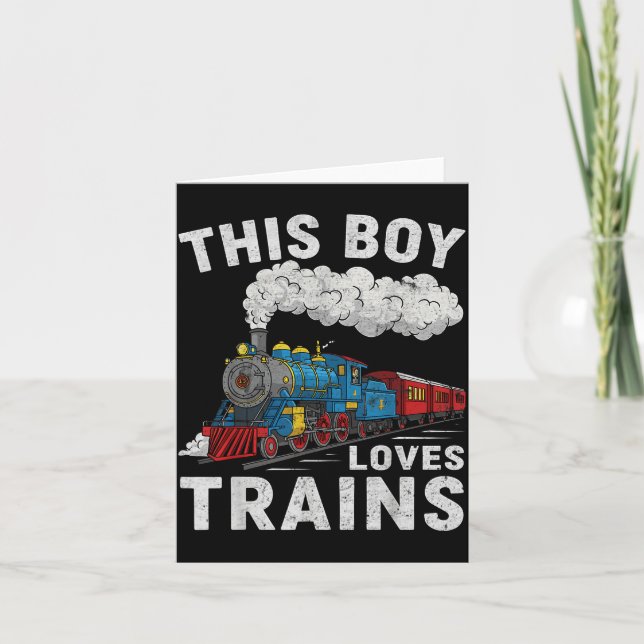This Boy Loves Trains Railroad Train Wagon Lover K Karte (Vorderseite)