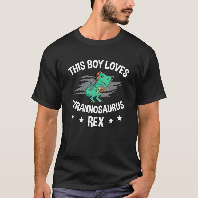 This Boy Loves Tyrannosaurus rex Dinosaur Paleonto T-Shirt (Vorderseite)