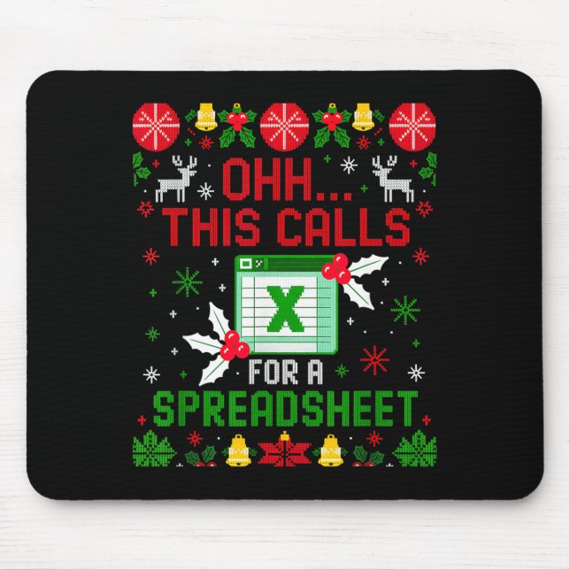 This Calls For A Spreadsheet Ugly Christmas  Mousepad (Vorne)