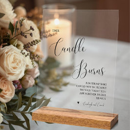 This Candle Burns Memorial Wedding Acrylic Sign Acrylschild