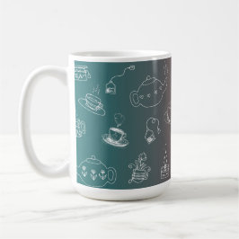 This charming tea and coffee doodle pattern featur kaffeetasse