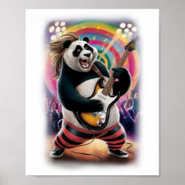 This Funny Panda is having Fun playing Rock on a Poster