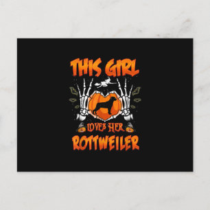 This Girl Loves Her Rottweiler Dog Halloween Ankündigungspostkarte