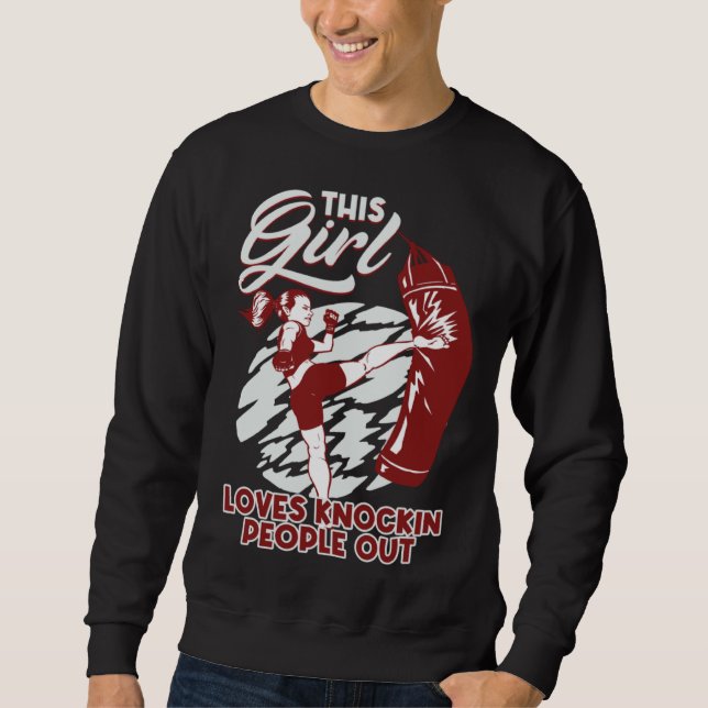 This Girl Loves Knockin People Out Boxing Punching Sweatshirt (Vorderseite)