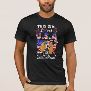 This Girl Loves Usa And Her Dog 4th Of July Basset T-Shirt