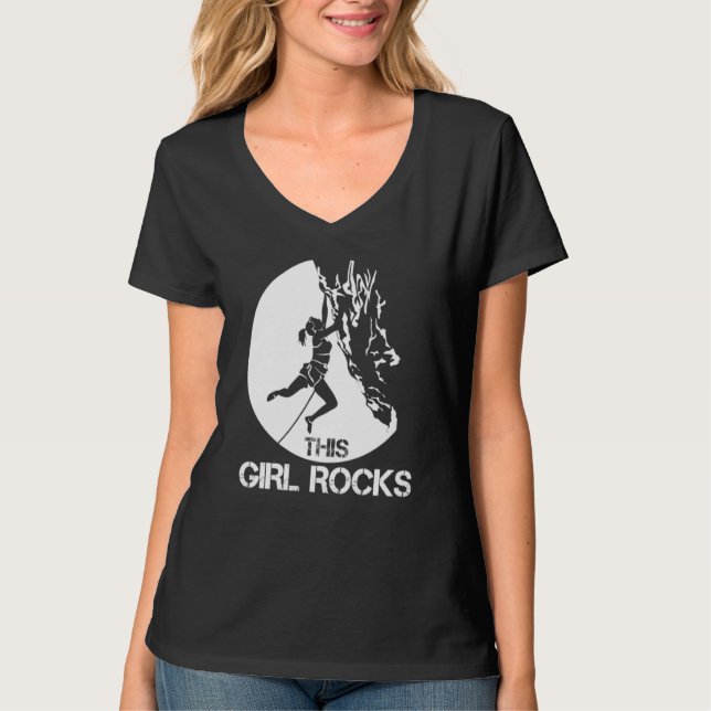 This Girl Rocks Rock Climbing Boulder Carabiner Cl T-Shirt (Vorderseite)