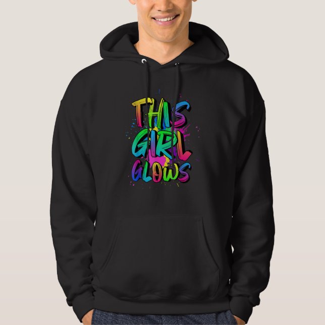 This Girls Glows Costume 80s Glow Halloween Party Hoodie (Vorderseite)