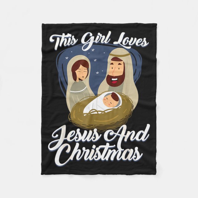 This Girls Love Jesus And Christmas Christmas  Fleecedecke (Vorderseite)