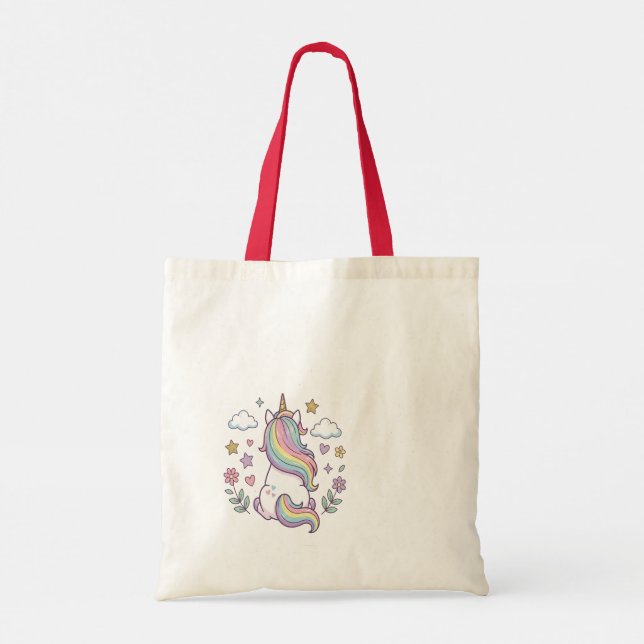 This is a bag with a cute unicorn. tragetasche (Rückseite)