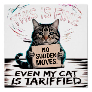 This Is Fine Cat – Feiertags-Humor mit einer Wendu Poster
