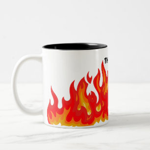 "This is fine" (schwarz + fire and flames) Zweifarbige Tasse