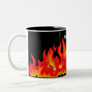 "This is fine" (weiß + fire and flames) Zweifarbige Tasse