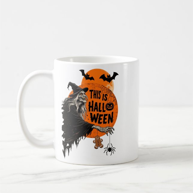 This is Halloween Scary Witch Retro Spooky Party Kaffeetasse (Links)