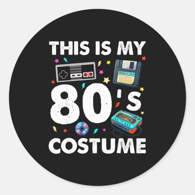 This Is My 80s Costume 80's 90's Party Men Women K Runder Aufkleber (Vorderseite)