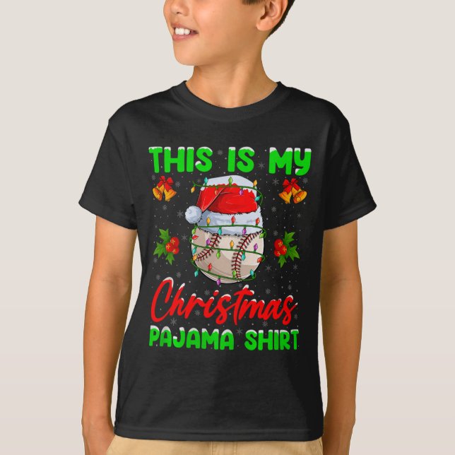 This Is My Baseball Christmas Pajamas Funny Baseba T-Shirt (Vorderseite)