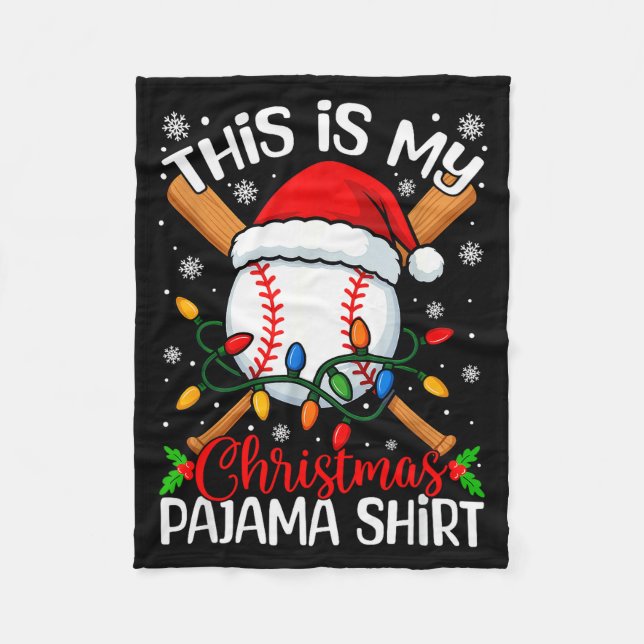 This Is My Christmas Baseball Pajama Shirt Xmas Me Fleecedecke (Vorderseite)