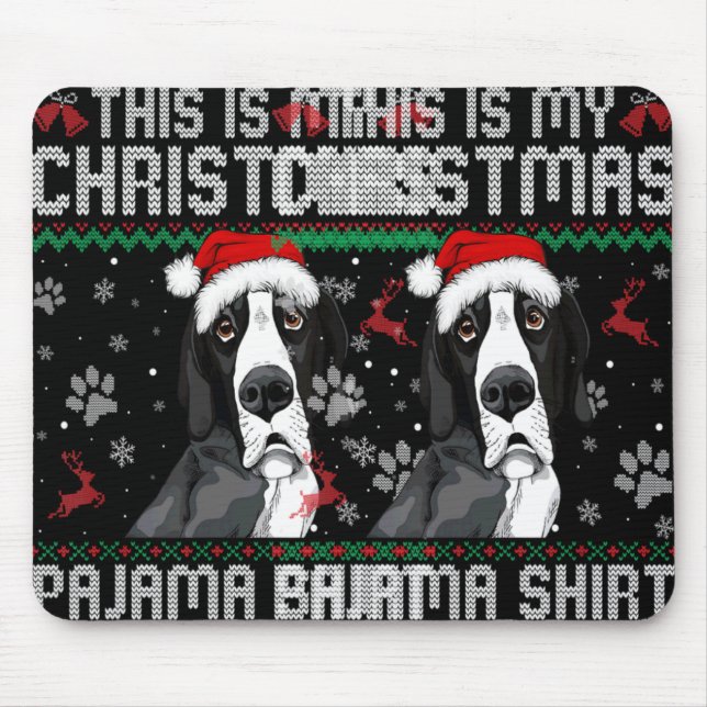 This Is My Christmas Dane Dog Pajama Merry Xmas T  Mousepad (Vorne)