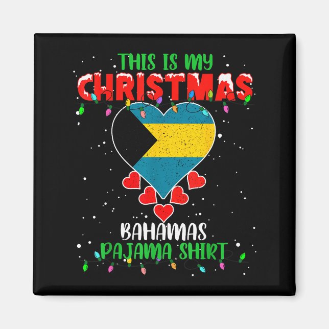 This Is My Christmas Lights Love Bahamas Flag Paja Magnet (Vorne)
