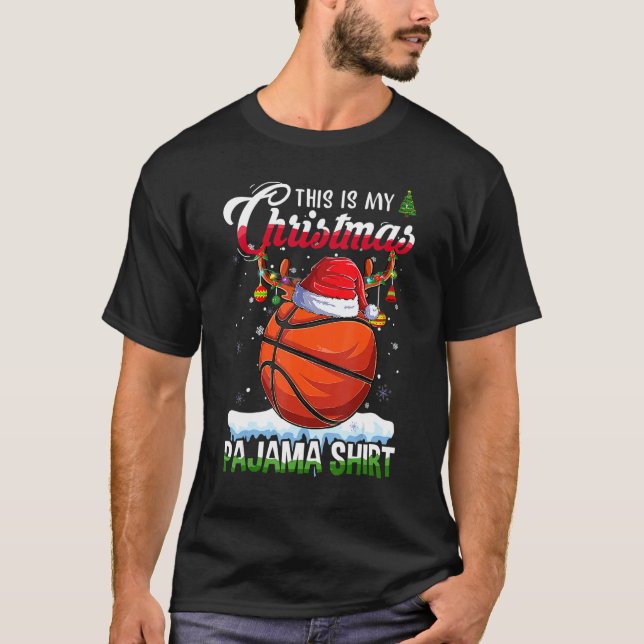 This Is My Christmas Pajama  Basketball Xmas Light T-Shirt (Vorderseite)