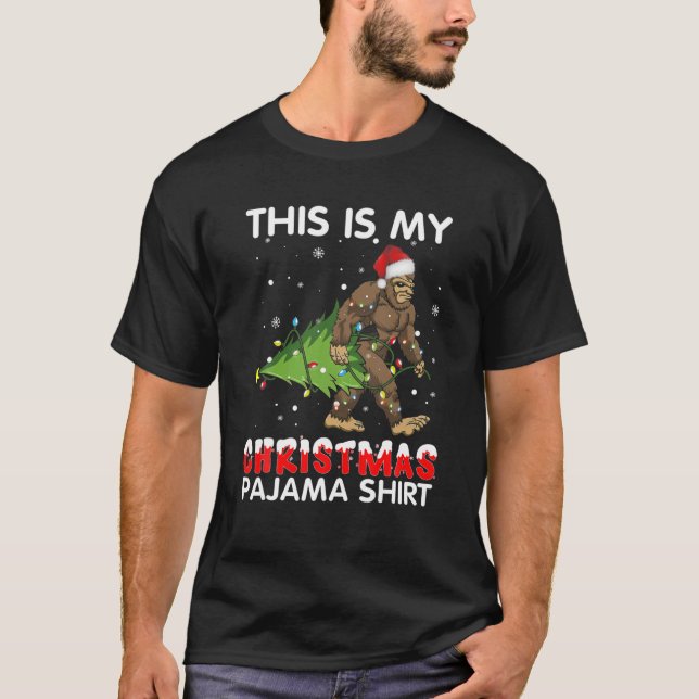 This Is My Christmas Pajama Bigfoot Christmas T-Shirt (Vorderseite)