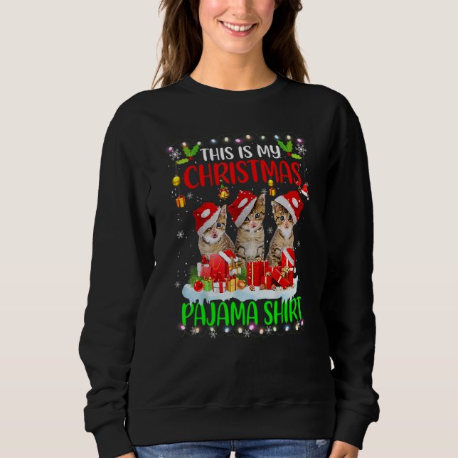 This Is My Christmas Pajama   Cat Santa Hat Lights Sweatshirt (Vorderseite)