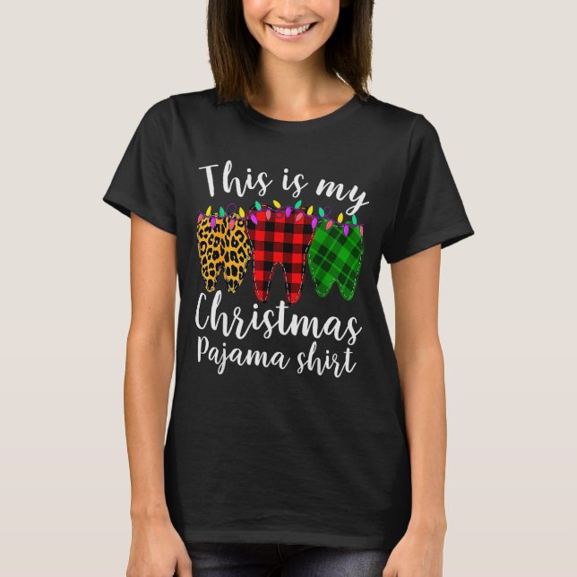 This Is My Christmas Pajama Christmas Teeth Leopar T-Shirt (Vorderseite)