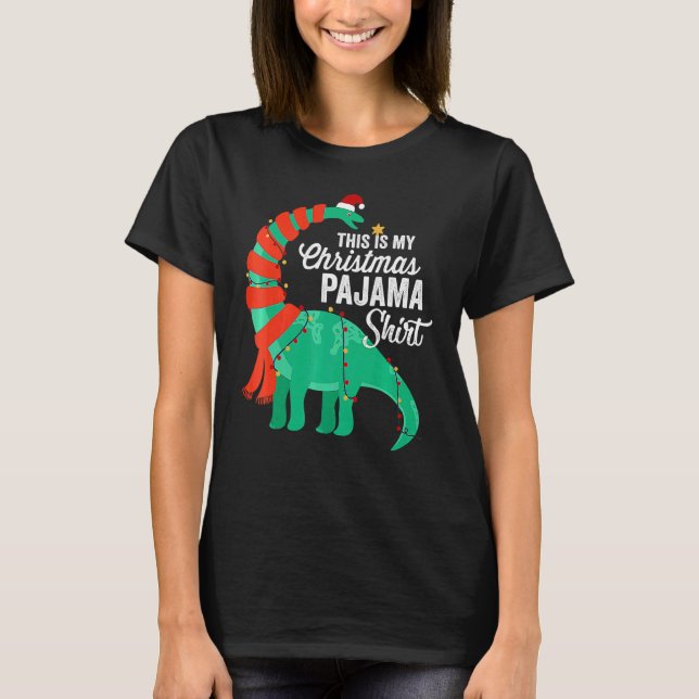 This Is My Christmas Pajama Dinosaur Brontosaurus  T-Shirt (Vorderseite)